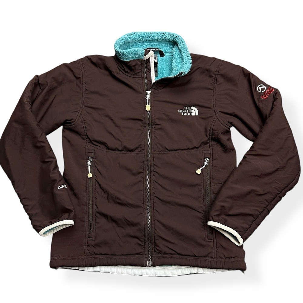 The North Face Apex Summit Sherpa Polartec Brown Teal Soft Shell Jacket Small **